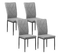 WOLTU Lot de 4 Chaises Salle à Manger,Velours,Gris Foncé | Chaise Cuisine, avec Dossier Haut, Siège Rembourré, Pieds en Métal, Moderne