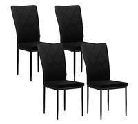 WOLTU Lot de 4 Chaises Salle à Manger,Velours,Noir | Chaise Cuisine, avec Dossier Haut, Siège Rembourré, Pieds en Métal, Moderne