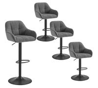 WOLTU Lot de 4 Tabouret de Bar, Chaise de Bar Pivotant, Réglable en Hauteur, Chenille+Velours Côtelé, Gris foncé W0ATT0268-4