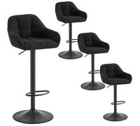 WOLTU Lot de 4 Tabouret de Bar, Chaise de Bar Pivotant, Réglable en Hauteur, Chenille+Velours Côtelé, Noir W0ATT0267-4
