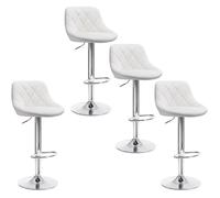 WOLTU lot de 4 Tabouret de bar en cuir synthétique, Siège bien rembourré, Hauteur réglable, Facile à nettoyer, Blanc
