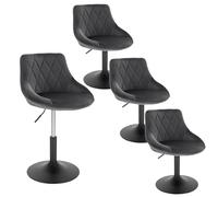 WOLTU Lot de 4 Tabouret de Bar Pivotant et Réglable en Hauteur de 42-58cm, Tabouret de Bistrot en Velours avec Structure Métallique, Gris Foncé, BH242dgr-4