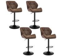 WOLTU 4 x Tabourets de Bar réglable en Hauteur, Chaises de bar, siège rembouré en Similicuir Pied en métal, Brun Foncé