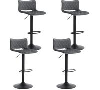 WOLTU Lot de 4 Tabourets de Bar Pivotants, Réglable en Hauteur, Chaise de Salle à Manger en Velours, Gris foncé W0ATT0187-4