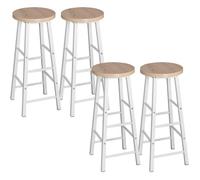 WOLTU Tabourets Bar Lot de 4, Chaise Bar Cuisine Haute, avec Repose-Pieds, Structure en Acier Stable, pour Bistrot et Salle à Manger, Design Industriel, Chêne Clair+Argent