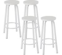 WOLTU Tabourets de Bar Lot de 4, Tabouret Haut 72cm, Blanc | Tabouret Haute Rond, avec Repose-Pieds, Métal Pieds, Foncé, pour Cuisine, Salon, Salle à Manger