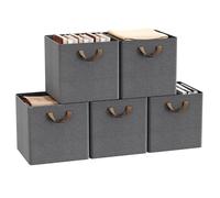 WOLTU Lot de 5 Cubes de Rangement Pliables, Boîtes de Rangement en Tissu, avec Poignée et Cadre en Métal, Gris, 32,5x32,5x31cm