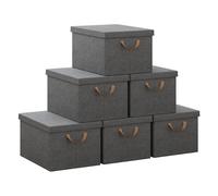 WOLTU Lot de 6 Boîtes de Rangement Pliables, Paniers de Rangement en Tissu Non Tissé, avec Poignées et Couvercle, pour Vêtements et Jouets, Gris, 43x33x26cm