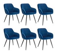 WOLTU Lot de 6 Chaise de Salle à Manger,Velours,Bleu | Chaise avec Accoudoir Haut Rembourré, Pieds en Métal, pour Salle à Manger, Salon et Chambre