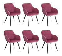 WOLTU 6 x Chaises de salle à manger siège bien rembourré en velours, Chaise de cuisine, pieds en métal, Bordeaux
