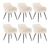 WOLTU Lot de 6 Chaise de Salle à Manger,Velours,Crème Blanc | Chaise avec Accoudoir Haut Rembourré, Pieds en Métal, pour Salle à Manger, Salon et Chambre