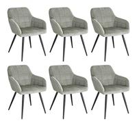 WOLTU 6 x Chaises de salle à manger siège bien rembourré en velours, Chaise de cuisine, pieds en métal, Gris