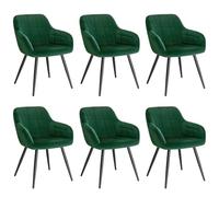 WOLTU Lot de 6 Chaise de Salle à Manger,Velours,Vert Foncé | Chaise avec Accoudoir Haut Rembourré, Pieds en Métal, pour Salle à Manger, Salon et Chambre