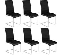 WOLTU Lot de 6 Chaise Salle à Manger, Chaise Cantilever en Similicuir, Doux et confortable, Noir W0ATT0046-6