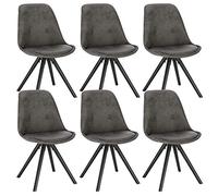 WOLTU 6 x Chaisess de salle à manger, Chaises de cuisine, Siège en tissu scientifique, Pieds en bois massif, Anthracite