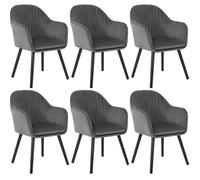 WOLTU Lot de 6 Chaises de Salle à Manger, Assise en Velours, Chaise pour Cuisine-Salon-Café, Gris Foncé
