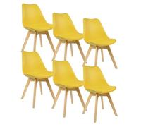 WOLTU Lot de 6 Chaises de Salle à Manger avec Siège Rembourré, Chaise de Salon Scandinave sur Pieds en Bois Massif, BH29gb-6 Jaune