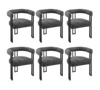 WOLTU Lot de 6 Chaises de Salle à Manger, Chaise Salon en Chenille,Pieds en Métal, Fauteuil Chambre Moderne, Gris Foncé W0ATT0321-6
