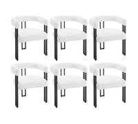 WOLTU Lot de 6 Chaises de Salle à Manger, Chaise Salon en Chenille, Pieds en Métal, Fauteuil Chambre Moderne, Crème W0ATT0322-6
