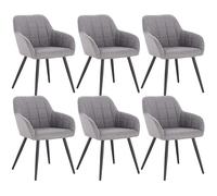 WOLTU Lot de 6 Chaises de salle à manger Chaises de Cuisine en lin et métal 49x43x81cm Gris Clair