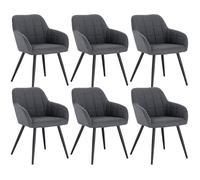 WOLTU Chaise de Salle à Manger Lot de 6, Chaises de Salon en Lin et Métal, Gris Foncé, BH107dgr-6