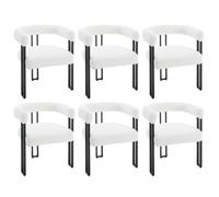 WOLTU Lot de 6 Chaises de Salle à Manger,Chenille,Crème | Chaise Salon avec Pieds en Métal, Fauteuil Chambre, Siège Rembourré, Chaise Moderne