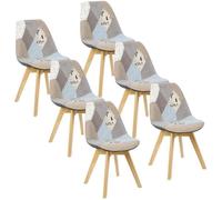 WOLTU Lot de 6 Chaises de salle à manger, Pied en bois Style nordique, Patchwork