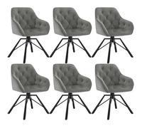 WOLTU Lot de 6 Chaises de Salle à Manger Pivotantes, Chaise de Salon Scandinave en Velours, Pieds en Métal, Gris Foncé W0ATT0567-6