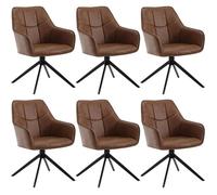 WOLTU Lot de 6 Chaises de Salle à Manger Pivotantes, Fauteuils Rembourrés en Similicuir Vintage, Marron Clair W0ATT0180-6