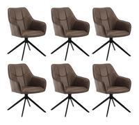 WOLTU Lot de 6 Chaises de Salle à Manger Pivotantes, Fauteuils Rembourrés en Similicuir Vintage, Marron W0ATT0179-6