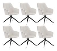 WOLTU Lot de 6 Chaises de Salle à Manger Pivotantes, Fauteuils Rembourrés en Velours, Pieds en Métal, Crème W0ATT0178-6