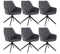 WOLTU Lot de 6 Chaises de Salle à Manger Pivotantes, Fauteuils Rembourrés en Velours, Pieds en Métal, Gris Foncé W0ATT0176-6