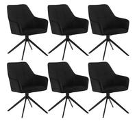 WOLTU Lot de 6 Chaises de Salle à Manger Pivotantes, Fauteuils Rembourrés en Velours, Pieds en Métal, Noir W0ATT0177-6