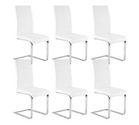 WOLTU Lot de 6 Chaises de Salle à Manger,Similicuir,Blanc | Chaises de salle à manger à haut dossier rembourré,pieds métalliques en arche,pour salle à manger et salon