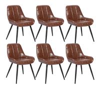 WOLTU Lot de 6 Chaises de Salle à Manger,Similicuir,Marron | Chaise avec Accoudoir Bas Rembourré, Pieds en Métal, pour Salle à Manger, Salon et Cuisine