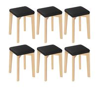 WOLTU Lot de 6 Chaises de Salle à Manger,Tabouret de Cuisine | Tabouret en Bois Massif avec Siège Rembourré d’Éponge et Recouvert de PU
