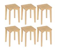 WOLTU Lot de 6 Chaises de Salle à Manger,Tabouret de Cuisine | Tabourets Rectangulaires en Bois Massif, Sans Dossier, Pour Salle à Manger, Salon et Chambre à Coucher