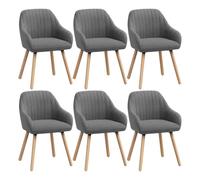 WOLTU Lot de 6 Chaises de Salle à Manger,Velours,Gris Foncé | Fauteuil Rembourré avec Accoudoirs,Pieds en Bois Massif,pour Cuisine Salon Chambre, Charge 150 kg