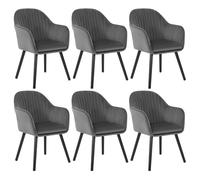 WOLTU Lot de 6 Chaises de Salle à Manger, Assise en Velours, Chaise pour Cuisine-Salon-Café, Gris Foncé