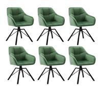 WOLTU Lot de 6 Chaises Pivotante à 360°,Chaise Salle à Manger en Velours,Fauteuil Scandinave,Pieds en Métal,Vert Foncé W0ATT0123-6
