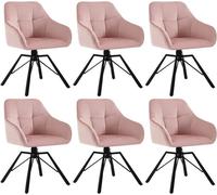 WOLTU Lot de 6 Chaises Pivotante à 360°,Chaise Salle à Manger en Velours, Fauteuil Scandinave, Pieds en Métal, Rose W0ATT0390-6
