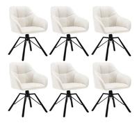 WOLTU Lot de 6 Chaises Pivotante à 360°,Chaise Salle à Manger en Velours,Fauteuil Scandinave,Pieds en Métal,Crème W0ATT0122-6