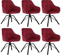 WOLTU Chaise Pivotante à 360°, Lot de 6, Chaise Salle à Manger Scandinave, en Velours, Assise Rembourrée, Pieds en Métal, Bordeaux.