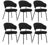 WOLTU Lot de 6 Chaises Salle à Manger avec Dossier Chaise de Cuisine Scandinave Velours Pieds en Métal Noir W0ATT0081-6