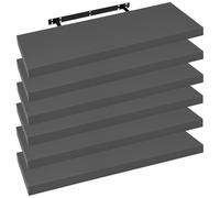WOLTU Lot de 6 étagères murales flottantes - Affichage de galerie - Gris foncé Mat - Décoration Murale pour Salon, Chambre à Coucher, Chambre d'enfant - en MDF