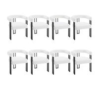 WOLTU Lot de 8 Chaises de Salle à Manger,Chenille,Crème | Chaise Salon avec Pieds en Métal, Fauteuil Chambre, Siège Rembourré, Chaise Moderne
