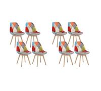 Lot de 8 Chaise patchwork multicolore - WOLTU - Style bohème - Assise rembourrée - Dossier incurvé