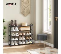 WOLTU Meuble à chaussures à 4/5 niveaux, étagère de rangement en métal, support à chaussures peu encombrant, organisateur de chaussures pour couloir, chambre, maison Black 4 Levels
