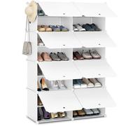 WOLTU Meuble Chaussure, Rangement Chaussure avec 8 Compartiments, Boîte Empilable en Plastique, Blanc W0ITT2005