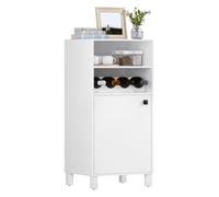 WOLTU Meuble Cuisine, Bibliothèque, Petit Meuble de Rangement, Buffet, Étagère Rangement, Placard Rangement avec Porte et Étagères Réglables, Casier à Vin Amovible, Blanc, 48x40x108cm